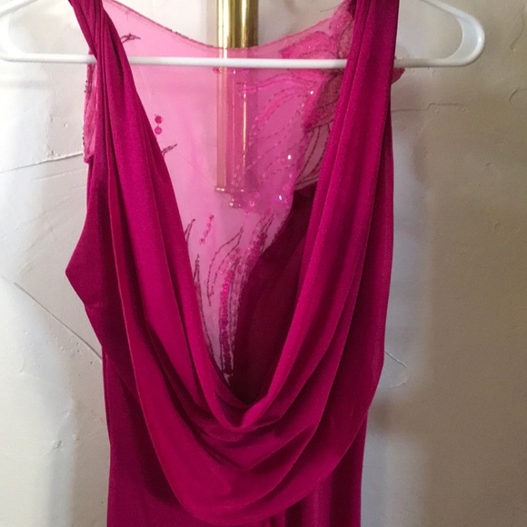 COPY - Vintage fuschia Climax dress, sequins, back drape - Picture 7 of 8